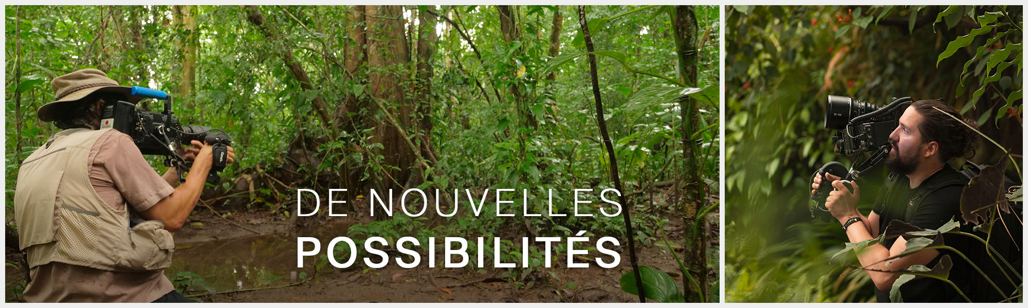 Olivier Halin dans la jungle du Costa Rica avec une caméra BlackMagic et la S GRIP PRO. Caméraman dans la jungle humide avec une Z CAM et poignée de caméra programmable.